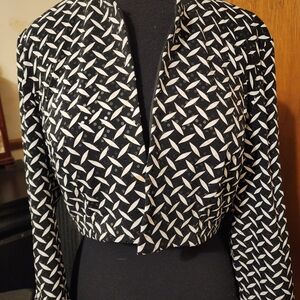 MSK Black and White Geometric Blazer